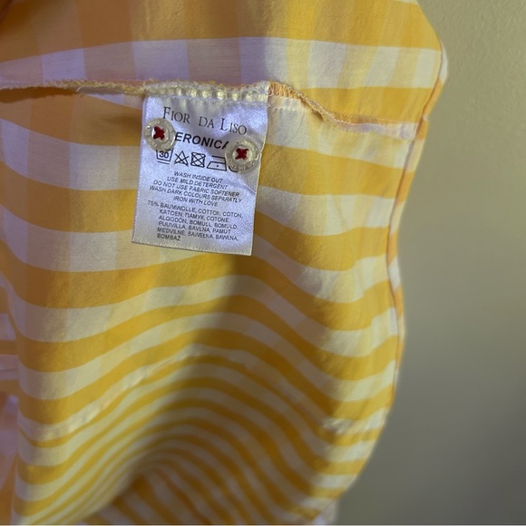 Fior Da Liso ~ Veronica Tailored Gingham Check Long Sleeve Button Front 8 Blouse - Picture 11 of 16